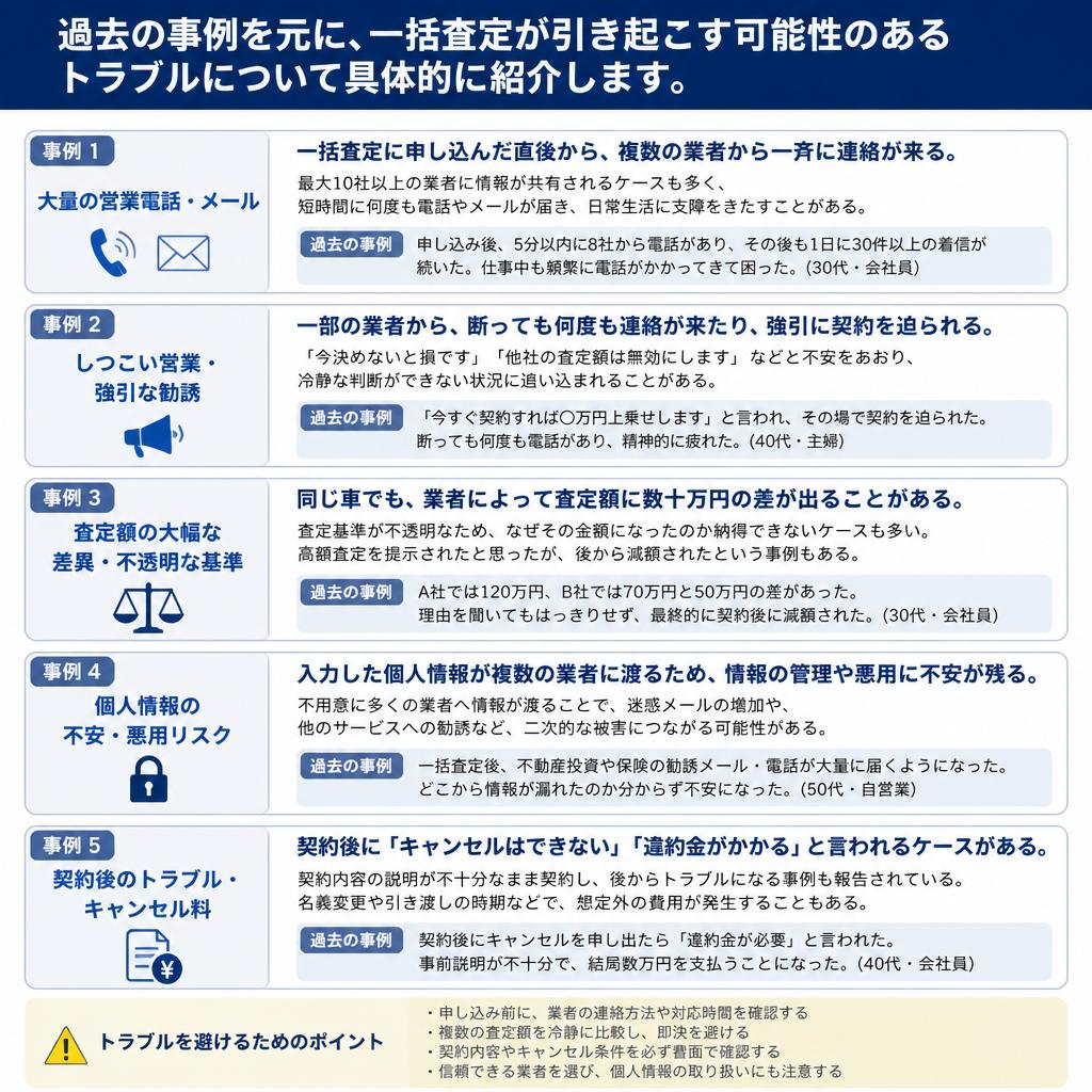 トラブルの実例：一括査定で失敗したケース