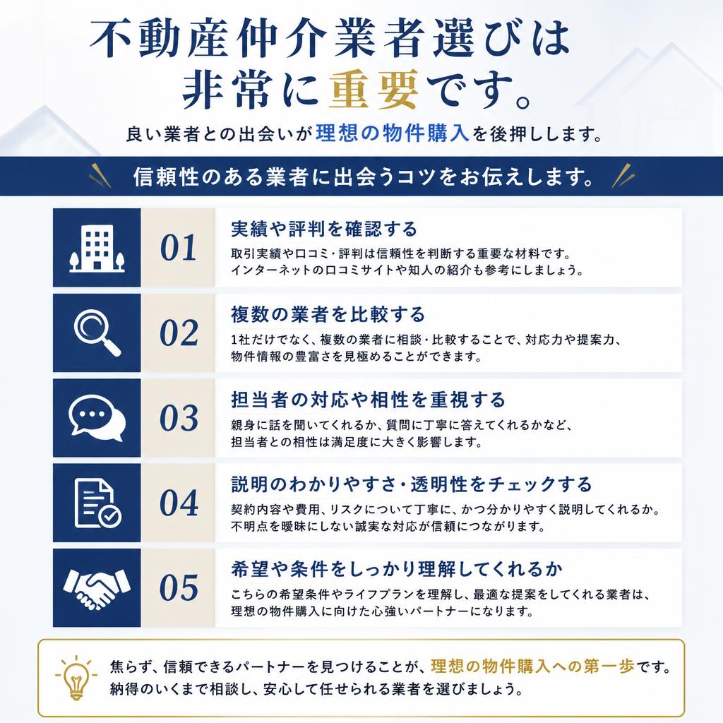 5. 信頼できる不動産仲介業者の見つけ方