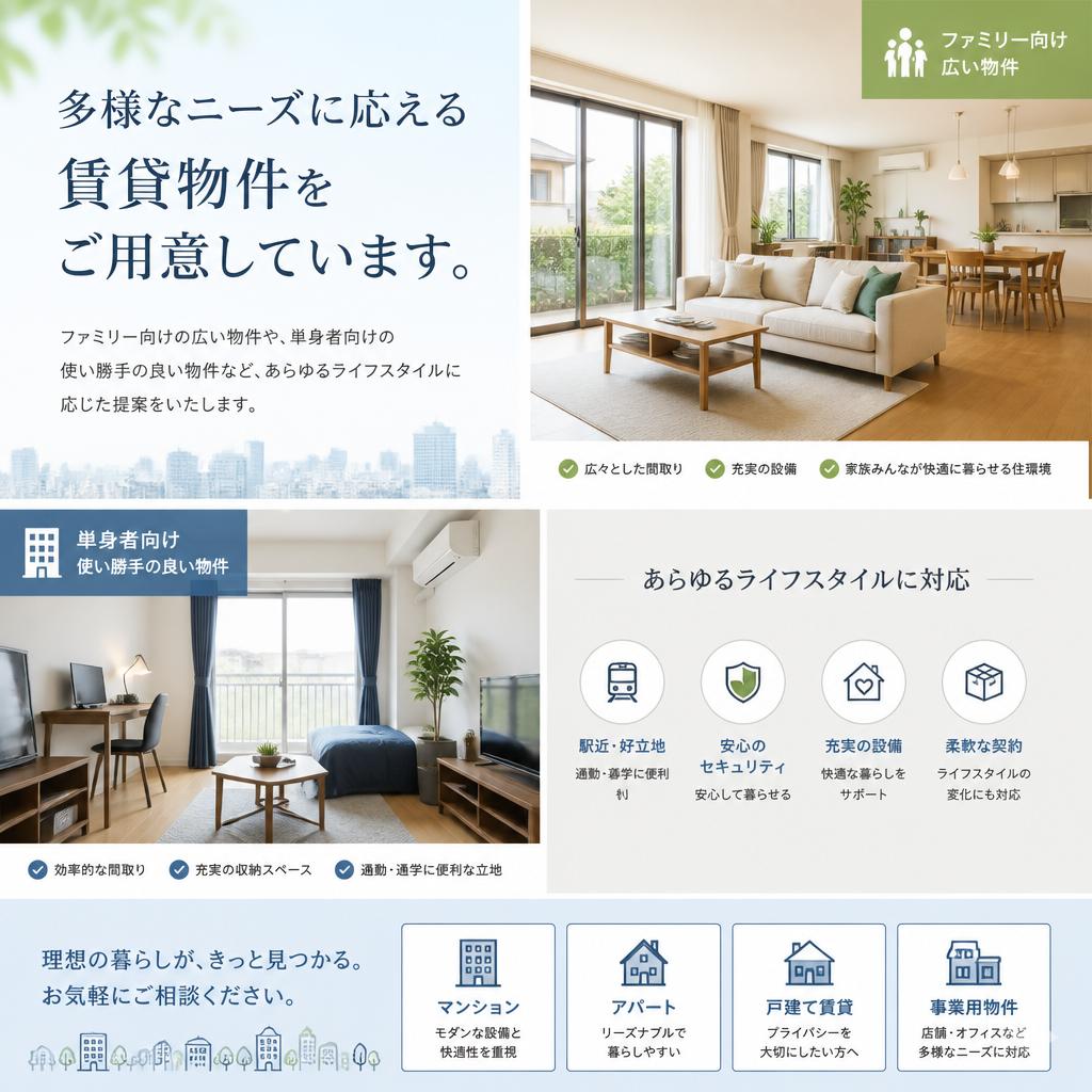 豊富な賃貸物件のラインアップ