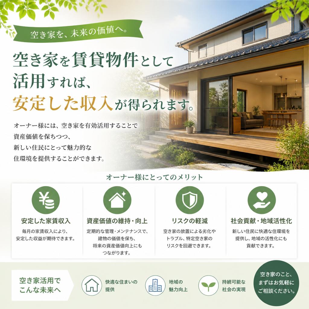 賃貸にすることで安定した収入源を